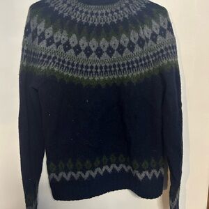 Levi's 100% Wool- Navy and Olive Fair Isle Sweater